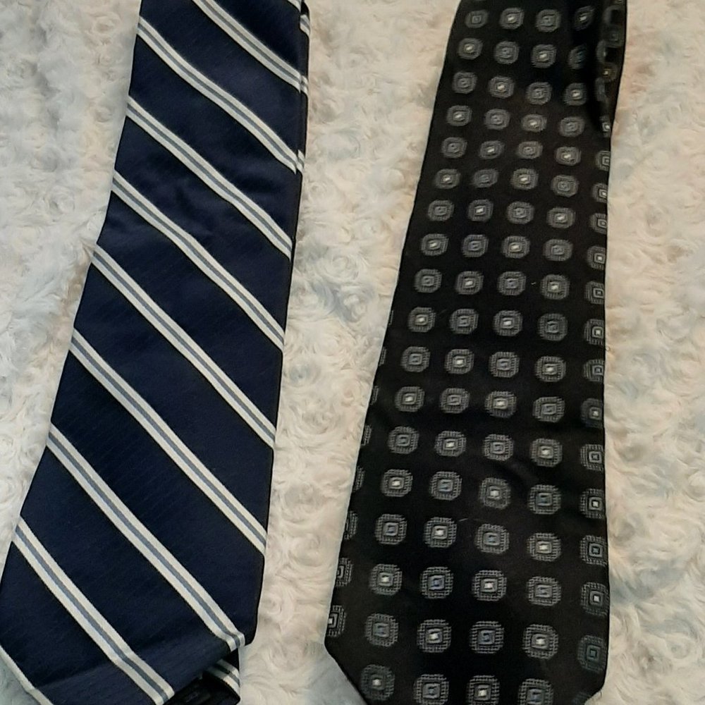 BUNDLE (2) DKNY Neck Ties Stripes & Dots Career Office Church